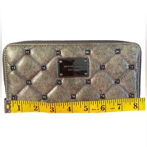Michael Kors Zip Wallet Quilted Leather with Studded Detail